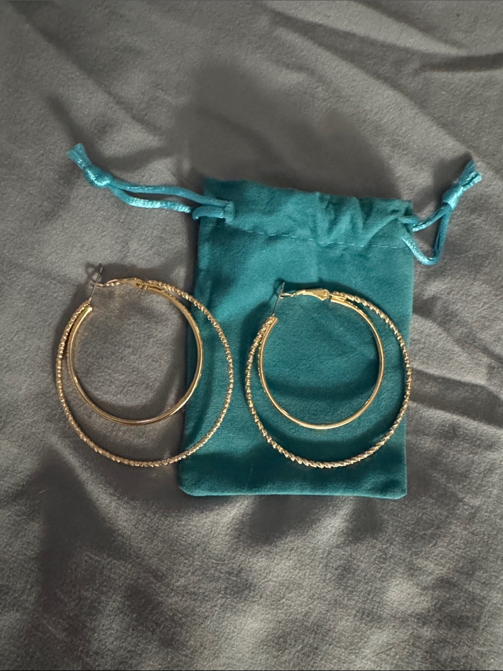 Fashion Jewelry Gold-Tone Double Hoop Earrings - Sparkle Finish